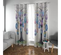 CHERHERART Cortinas Opacas con temática de Pascua de Primavera árbol de Huevos Colorido y soñador para salón decoración de la guardería Tapa de Ojales y Cortinas de 2 Paneles 2xB117xH183