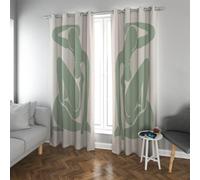 CHERHERART Cortinas Opacas en Silueta Verde Abstracta para salón Dormitorio Figura Minimalista con Ojal en la Parte Superior de la Ventana 2 Paneles Set 2xB168xH300