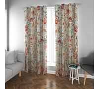 CHERHERART Cortinas Opacas Florales Bohemias patrón de Flores francesas Rojas y Naranjas tapeadas de Ojal para el Dormitorio del salón Set de 2 Paneles 2xB140xH214