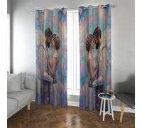 CHERHERART Cortinas Opacas para Dormitorio Decoración del Comedor Pareja romántica de Amor abrazándose Corazones Rosas Tapa de Ventana con Ojal Conjunto de 2 Paneles 2xB140xH229