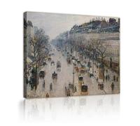 CHERHERART Cuadro de arte de pared en lienzo de escena callejera ocupada París Mañana de invierno Pintura en lienzo Impresiones murales para el comedor del hogar Sala de estar 40x50cm Marco interior