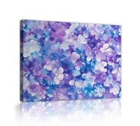 CHERHERART Cuadro de pared de lienzo floral blanco azul morado Flor de hortensia con flores de lienzo en acuarela Decoración póster para dormitorio de la habitación del bebé 30x45cm Marco interior