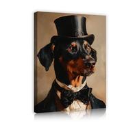 CHERHERART Grabados en lienzo Obras de arte Retrato de perro de caballero victoriano Animales elegantes Dibujo mural de lienzo para oficina Enmarcado listo para colgar 30x40cm Cuadro interior