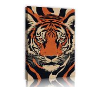 CHERHERART Impresiones murales geométricas de lienzo de tigre retratos minimalistas de vida salvaje enmarcados y listos para colgar para el póster de la jungla del salón 55x85cm con marco interior