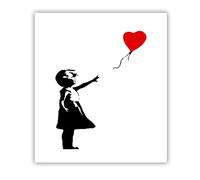 CHERHERART Mujer Dibujo mural de globo de globo con corazón rojo Cartel negro blanco rojo Imágenes minimalistas de lienzo de arte urbano para dormitorio del salón 85x110cm sin marco