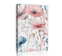 CHERHERART Pintura mural de lienzo floral en acuarela flor rosa azul elegante pintura botánica en lienzo y decoración impresa para dormitorio del salón 45x70cm Marco interior