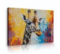 CHERHERART Póster abstracto de lienzo de jirafa negrita amarillo azul rojo textura de lienzo arte mural safari africano moderno retratos de animales grabados 80x130cm Cuadro interior
