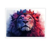 CHERHERART Póster León Acuarela Abstracto Rojo Violeta Lienzo 60x85cm