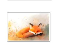 CHERHERART Retratos de animales rojos Obras de arte Decoración del hogar Lienzo Arte mural Cadros adorables Cartel para dormitorio de la guardería 40x60cm Sin marco