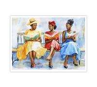 CHERHERART Vestidos amarillos rojos azules póster arte en la pared mujeres elegantes leyendo libros imágenes decoración mural retratos vintage en acuarela impresiones en lienzo 60x80cm sin marco