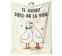 CheriGift Beige Regalos Originales para Parejas, Regalo Aniversario Pareja Boda, Manta con Patos Enamorados, Regalos Feliz Aniversario para Novio Novia 157x132cm