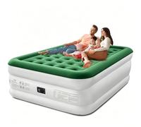 CHERIMOR Colchón de aire King con bomba integrada, 18 pulgadas elevado, capacidad de 1000 libras, parte superior aterciopelada, inflado rápido, gris, PVC