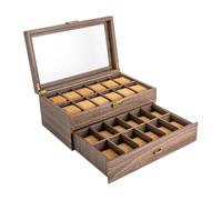 CHERIPOLI Caja organizadora de relojes con 24 compartimentos, caja de almacenamiento para hombre, caja de almacenamiento, caja de exhibición, cajón para regalo