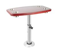 CHERIREN Mesa con cremallera, 60 x 38 x 3 cm, telescópica, para caravana, barco, altura ajustable, mesa de madera maciza con 4 soportes para bebidas para autocaravanas, vehículos comerciales, coches