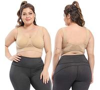 CHERISH Paquete de 3 sujetadores deportivos para mujer, brasier de yoga de talla grande, bralette cómodo con almohadillas extraíbles, Blanco, negro, nude, XXXXXXL