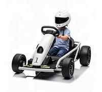 CherishCradle Go-Kart Eléctrico Infantil 24V (2x300W) con Modo Drift | - 6-13 km/h (Batería 9Ah) - Arranque Suave, Música y Claxon - Carga 70 kg (6-12 años) - Color Blanco