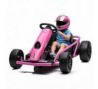 CherishCradle Go-Kart Eléctrico Infantil 24V (2x300W) con Modo Drift | - hasta 13 km/h (Batería 9Ah) - Arranque Suave, Música/MP3 y Claxon - Asiento Ajustable, Carga 70 kg (6-12 años) - Color Rojo