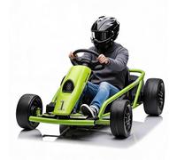 CherishCradle Go-Kart Eléctrico Infantil 24V (2x300W) con Modo Drift | - hasta 13 km/h (Batería 9Ah) - Arranque Suave, Música y Claxon - Asiento Ajustable, Carga 70 kg (6-12 años) - Color Verde