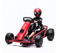 CherishCradle Go-Kart Eléctrico Infantil 24V (2x300W) con Modo Drift | - hasta 13 km/h (Batería 9Ah) - Arranque Suave, Música y Claxon - Asiento Ajustable, Carga 70 kg (6-12 años) - Color Rojo