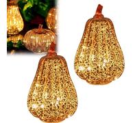 Cherishous Ensitivityen Twinkle LED Light Pumpkins, Starry Night Glass Pumpkins, Illuminated Starry Night Glass Pumpkin, Halloween Lighted Pumpkin Decorations for Bedroom Bathroom Hallway(Style-C*2)