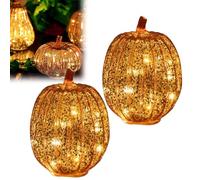 Cherishous Ensitivityen Twinkle LED Light Pumpkins, Starry Night Glass Pumpkins, Illuminated Starry Night Glass Pumpkin, Halloween Lighted Pumpkin Decorations for Bedroom Bathroom Hallway(Style-B*2)