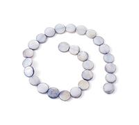 Cheriswelry 1 hebra de 14 mm de cuentas redondas planas de 36 cm de moneda de disco natural nácar espaciadores colgantes para hacer joyas Cadete azul teñido