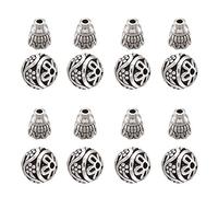 Cheriswelry 10 unidades de cuentas sueltas de plata tibetana de gurú de 3 maneras de Buda Mala, cono de oración para hacer joyas