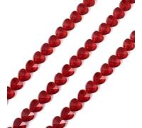 Cheriswelry 100 cuentas de cristal de corazón rojo de 14 mm, cuentas de cristal facetadas transparentes, cuentas espaciadoras sueltas para manualidades, pendientes, pulseras, collares, joyería