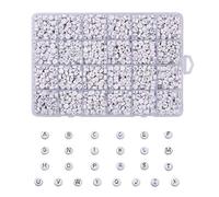 Cheriswelry 1728pcs 7mm blanco acrílico alfabeto abalorios disco plano redondo plata A-Z letra espaciador abalorios encantos para la fabricación de pulseras de joyería