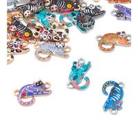 Cheriswelry 20 colgantes de aleación de gato, bonitos dijes colgantes de animales, llavero de gato, pendientes, encanto, adorno para colgar, 17 x 10 mm, para manualidades, pulseras, fabricación de