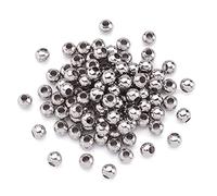 Cheriswelry 200 espaciadores redondos de acero inoxidable de 4 mm, pequeños y pequeños dijes de cuentas sueltas de acero inoxidable 304 para hacer llaveros de joyería, agujero: 1,5 mm