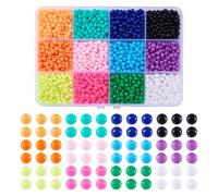 Cheriswelry 2590 cuentas acrílicas opacas de 4 mm, 12 colores, cuentas de semillas con caja de almacenamiento, kit multicolor, pequeñas cuentas espaciadoras a granel para hacer joyas, suministros de