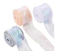 Cheriswelry 3 rollos de cinta de organza de 10 yardas de color arcoíris, iridiscente, para boda, decoración, celebración, sólido, 40-43 mm de ancho, 0.5 mm de grosor, 10 yardas/rollo, 3 colores, 3