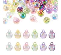 Cheriswelry 36 colgantes de bola de discoteca de acrílico transparente facetada de 21 mm, 6 colores para aretes, pulseras, accesorios para el cabello, fabricación de joyas, Acrílico, No es una piedra