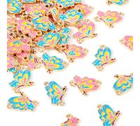 Cheriswelry 40 piezas de eslabones de mariposa de aleación esmaltada, dijes de mariposa, dijes de pulsera de mariposa, bonitos colgantes de insectos, 18 x 12 mm para manualidades, llaveros, collares,