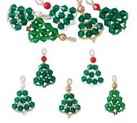 Cheriswelry 5 colgantes de cuentas de cristal para árbol de Navidad, cuentas de semillas facetadas para hacer joyas, collares, proyectos de manualidades, llavero, decoración del hogar