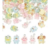 Cheriswelry 50 dijes luminosos de resina de animales 3D que brillan en la oscuridad, mini dijes colgantes luminosos acrílicos para proyectos de manualidades