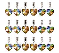 Cheriswelry 50 piezas de aleación de agujero grande europeo corazón colgante encantos arco iris de cristal galvanizado corazón colgantes con fianza día de San Valentín amor corazón colgantes 25mm para hacer joyas DIY