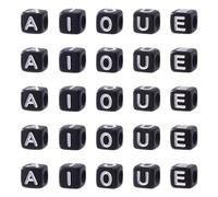 Cheriswelry 500 cuentas acrílicas cuadradas de 6 mm con letra de vocal cuadrada con letras A E I O U, cuentas sueltas para hacer joyas, agujero: 3,5 mm