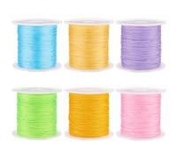 Cheriswelry 6 rollos de cuerda de nailon de 0,6 mm para abalorios, color mixto, nudo chino, cordón de joyería para macramé, pulseras y joyas