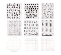 Cheriswelry 6 sellos de silicona del alfabeto, letras transparentes, sellos de números con 3 bloques de estampación, herramientas para álbumes de recortes, álbumes de fotos, tarjetas