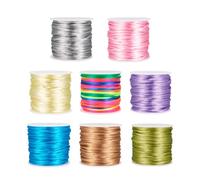 Cheriswelry 8 rollos de hilo de nailon de 2 mm, cuerda de satén de macramé para hacer joyas, cola de rata Kumihimo, nudo chino, 10.9 yardas/rollo