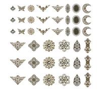 Cheriswelry 84 colgantes de hierro tibetano con filigrana de bronce antiguo, vintage, rombos, flores, mariposas, triángulos, lágrimas, de metal, 23 ~ 73,5 mm, para manualidades y bisutería, Metal no
