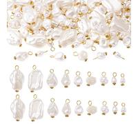 Cheriswelry Abalorio redondo de perlas naturales de patata, arroz blanco, perlas barrocas colgantes para hacer joyas, collares, pulseras, aretes, Plástico