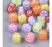 Cheriswelry Acerca de 3840 cuentas de acrílico del alfabeto de 6 mm transparente A-Z letra cuadrado cubo de cuentas sueltas espaciadores para la fabricación de joyas