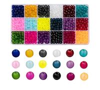 Cheriswelry Aproximadamente 1050 cuentas de vidrio esmerilado transparente de 6 mm, espaciadores de cristal mate, 15 colores para hacer joyas, collares, pulseras