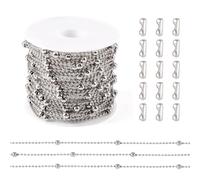 Cheriswelry Cadenas de bolas de latón de 5 metros con 40 conectores de cadena de bolas de acero inoxidable 304 para hacer collares de bricolaje
