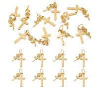 Cheriswelry Colgantes de latón chapado en oro de 18 quilates con crucifijo de latón con cruz de Jesús para mujer, joyería, manualidades, Latón