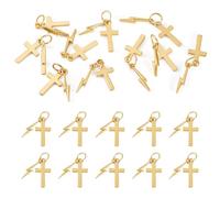 Cheriswelry Colgantes de latón chapado en oro de 18 quilates con crucifijo de latón con cruz de Jesús para mujer, joyería, manualidades, Latón