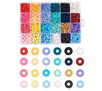 Cheriswelry Cuentas heishi de arcilla polimérica de 6 mm, forma de disco, abalorios separadores redondos y planos, para hacer bisutería, pulseras y pendientes, 4560 unidades, 24 colores